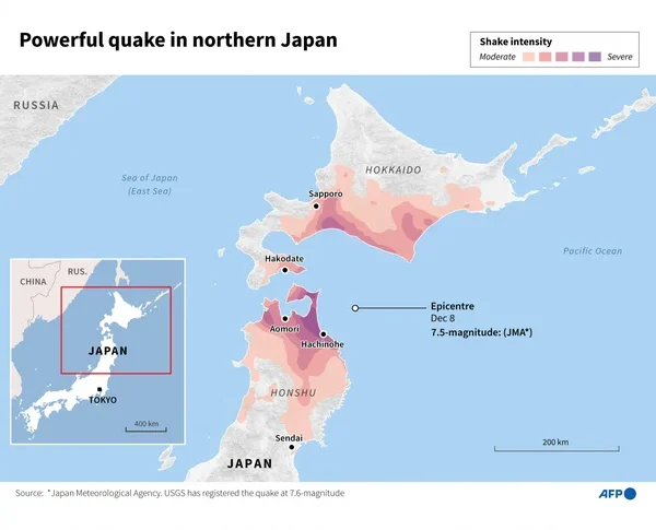 Japan Warns of Possible Megaquake After Powerful 7.5 Quake Hits Northern Region