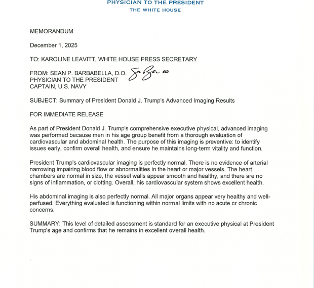 Trump’s MRI Confirms Clean Bill of Health for Heart and Abdomen
