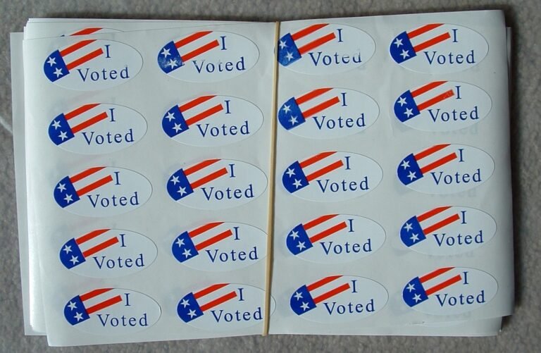"I Voted" stickers at a polling place