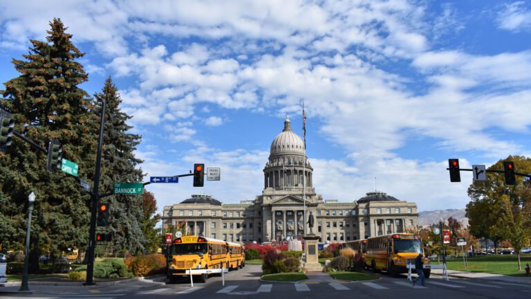 Idaho State Capitol viewed from Capitol Boulevard in Boise.
